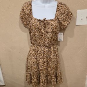 SO Tan Leopard Print Mini Dress Size XL 14